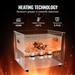 Ultraäänipuhdistin 15L 304-ruostumaton teräs 40kHz 360W 450W lämmitys ajastin