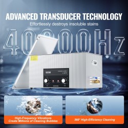 Ultraäänipesuri 22L 304-ruostumaton teräs säiliö 480W 40kHz 600W lämmitys