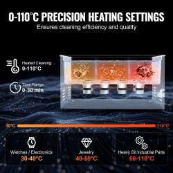 Ultraäänipesuri 22L 304-ruostumaton teräs säiliö 480W 40kHz 600W lämmitys