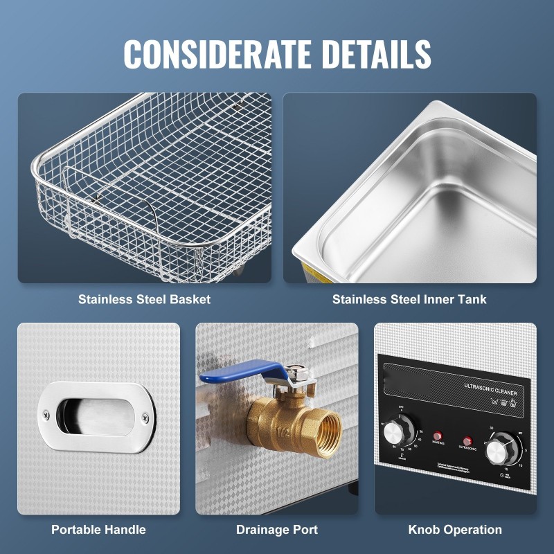 Ultraäänipesuri 22L 304-ruostumaton teräs säiliö 480W 40kHz 600W lämmitys
