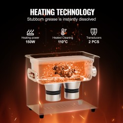 Ultraäänipesuri 3L 120W 40kHz ruostumattomasta teräksestä valmistetulla lämmittävällä säiliöllä ajastimella