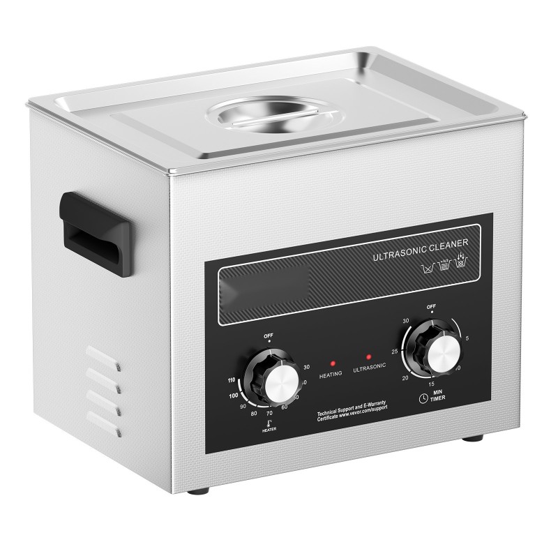 Ultraäänipesuri 10 l ruostumattomasta teräksestä lämmöllä ja ajastimella