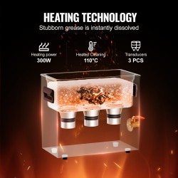 Ultraäänipuhdistin 6L 304 ruostumaton teräsallas 180W ultraääni 300W lämmitys irrotettava kori