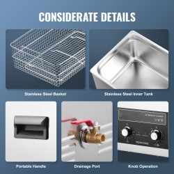 Ultraäänipesuri 30L 304-ruostumaton terässisäiliö digitaalinen lämmityksellä ja ajastimella irrotettavalla korilla 40kHz