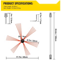 Savupiipun puhdistussarja nailonista yhdeksän metrin pituus yhdeksällä joustavalla vartella porakonekäyttöön