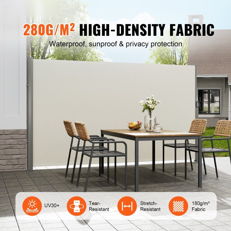 Sivuvedettävä markiisi 180x300 cm 280 g/m² polyesteri PU-pinnoite alumiinirunko beige UV30+