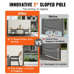 Sivuvedettävä markiisi 180x300 cm 280 g/m² polyesteri PU-pinnoite alumiinirunko beige UV30+