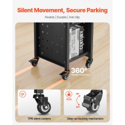 Kirjakärry hiili ja kylmävalssattu teräsrunko 100 kg kantavuus 3 hyllyä 32x35x93,5 cm