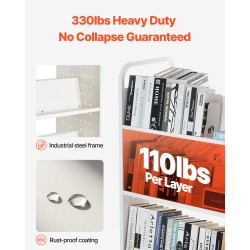 Rullaava kirjakärry hiiliteräs kaksipuoleiset W-muotoiset hyllyt 150 kg kapasiteetti lukittavat pyörät