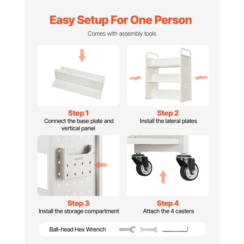 Rullaava kirjakärry hiiliteräs kaksipuoleiset W-muotoiset hyllyt 150 kg kapasiteetti lukittavat pyörät