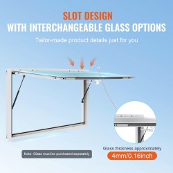 Myyntiluukku alumiiniseoksesta 1552x943 mm ruokavaunuihin 85 asteen avautuva