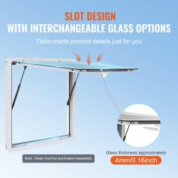 Myyntiluukku alumiiniseosrunko 943 x 943 mm ruokavaunuun avautuu jopa 85 astetta