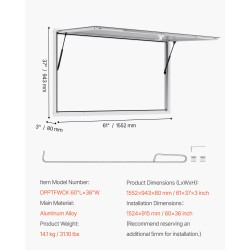Palveluluukku alumiiniseosrunko 152×92 cm markiisiovella sadevedenkestävä ruoka-autoon