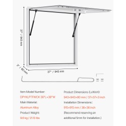 Palveluikkuna alumiiniseos 92x92 cm ruokarekkoihin markiisiovella hydraulisauvoilla sateenkestävä rakenne