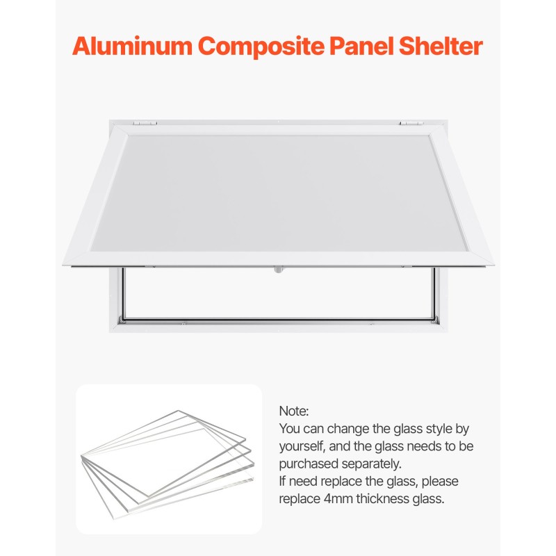 Myyntiluukku alumiiniseosrunko 1374x866x80 mm markiisiovella ruokarekkoihin ja kioskeihin