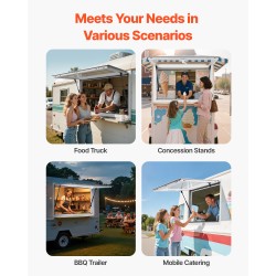 Myyntiluukku alumiiniseos asennusaukko 91,5x61 cm markiisiovella kaasujousilla ruokarekkoihin ja myyntivaunuihin