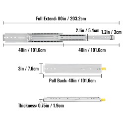 Laatikkokiskosarja kylmävalssattu teräs 101,6 cm 226,8 kg kantavuus sivukiinnitys 1 pari
