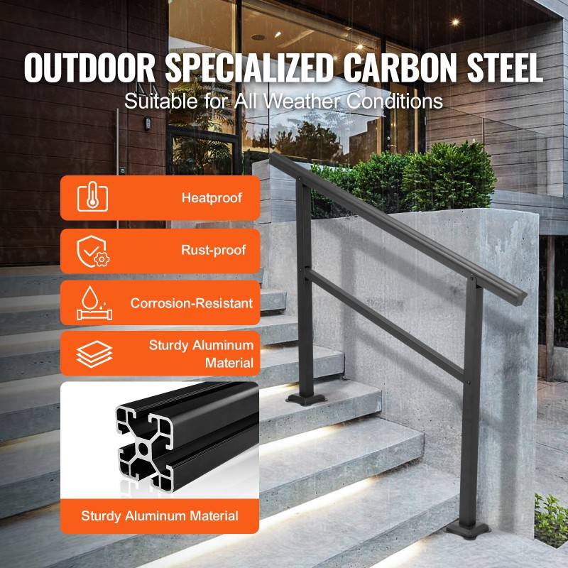 Ulkokäsijohde alumiini 121 x 89,5 cm musta säädettävä 0–30° 3–4 portaalle