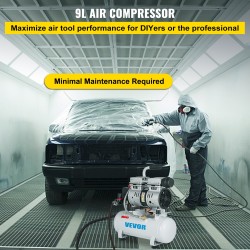 Öljytön ilmakompressori 9 l säiliö 550 W kuparimoottori 8 bar