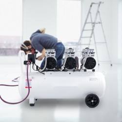 Öljytön paineilmakompressori 80 litran teräksinen säiliö 2200 wattinen kuparimoottori hiljainen pyörällinen