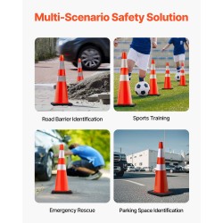 Liikennekartiot PVC-muoviset 92 senttimetriä 6 kpl oranssi heijastinkaulus painotettu pohja