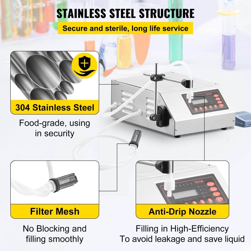Nestetäyttökone GFK-160 5–3500 ml ruostumaton teräs LCD-näyttö itseimevä pumppu