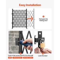 Yksiosainen taittuva turvaportti 3/4-tuuman kanavateräksinen korkeus 7.1 jalkaa leveys jopa 7.9 jalkaa