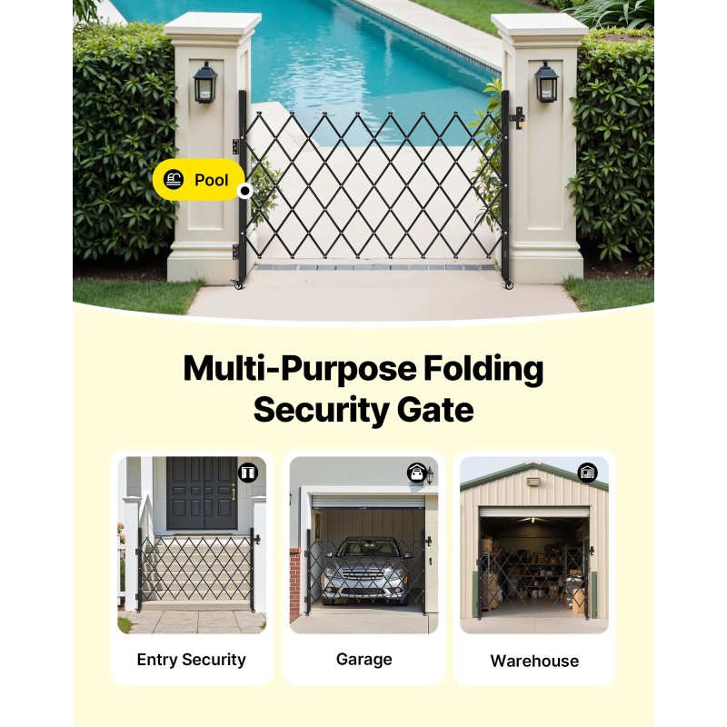 Taitettava teräsportti 170 × 131 cm lukittavilla 360° pyörillä sisäänkäynneille ja autotalliin