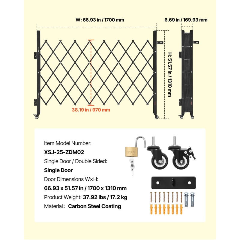 Taitettava teräsportti 170 × 131 cm lukittavilla 360° pyörillä sisäänkäynneille ja autotalliin