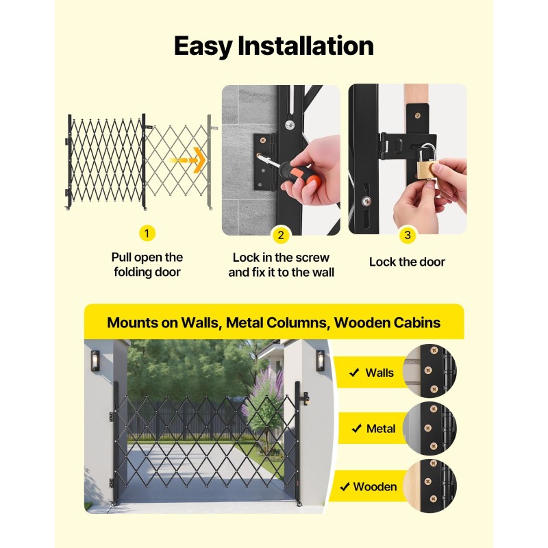 Taittuva teräksinen turvaportti yksiosainen 190 cm leveä 131 cm korkea lukittavilla pyörillä