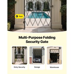 Teräksinen yksilehtinen taittuva turvaportti leveys 126 cm korkeus 197,5 cm lukittavilla pyörillä