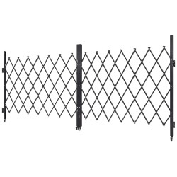 Taittuva teräksinen turvaportti 330 x 160,5 cm lukittava 360 asteen kääntyvillä pyörillä