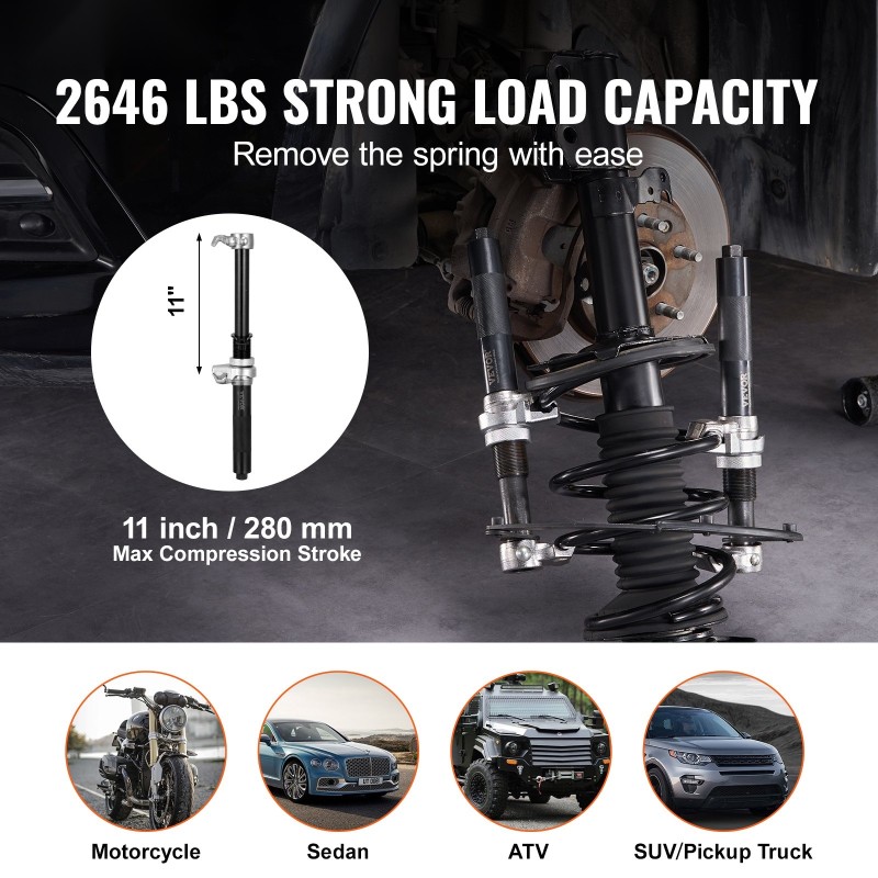 Kierrejousipuristin 2 kpl terästä 1200 kg 220–310 mm MacPherson-tyyppisille iskunvaimentimille