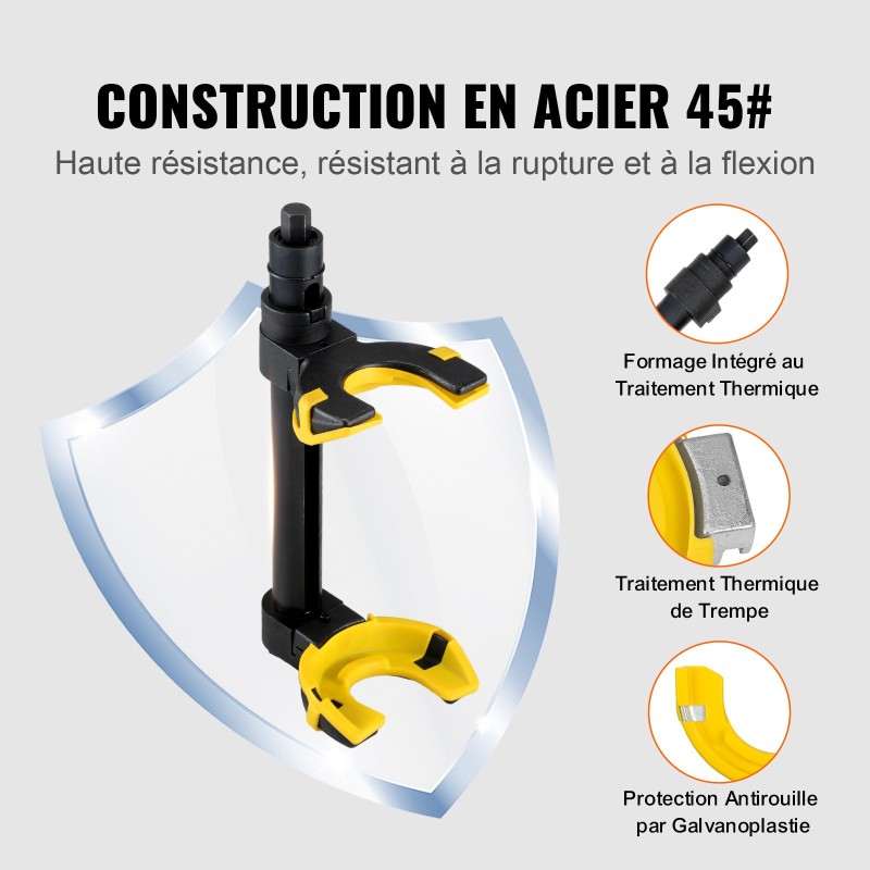 Macpherson-tyyppinen jousipuristin 45 teräs karkaistu kierrevarsi vaihdettavat haarukat keltainen suojaholkki kantolaukku