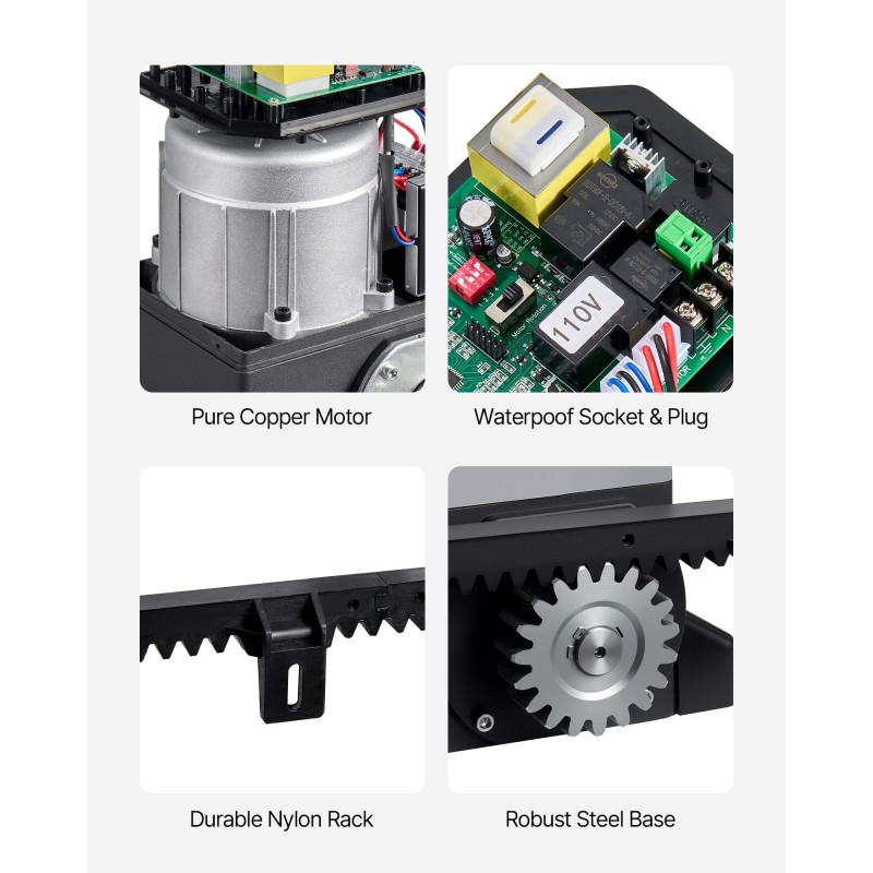 Liukuportin sähköinen avaaja 550W kuparimoottori nylonhammastanko 25 m 1500 kg