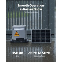 Aurinkokäyttöinen liukuportin avaaja 280 watin enintään 20 metriä 816 kilogrammaa 2 kaukosäädintä