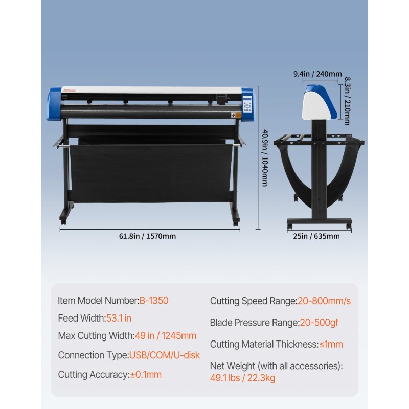Kontuurileikkuri 53 tuumaa puoliksi automaattinen tarrakalvoille paperille ja tekstiileille