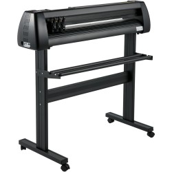 34-tuumainen vinyylileikkuri säädettävällä leikkausvoimalla ja nopeudella lattiatelineellä