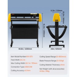 Vinyylileikkuri 870 mm syöttöleveys 780 mm leikkuualue automaattinen kontuurileikkaus 3 terää