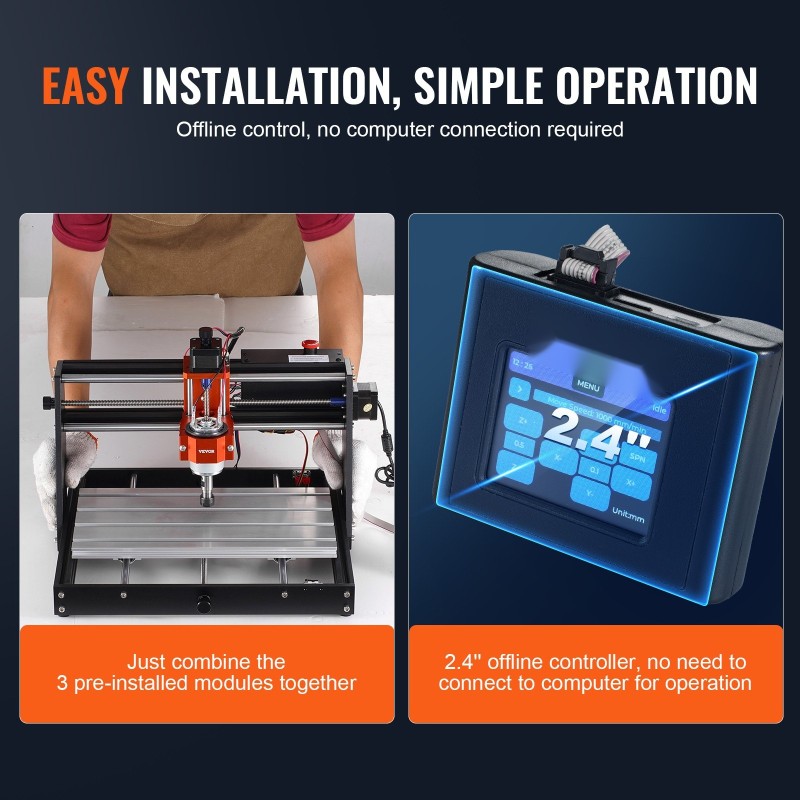 3-akselinen CNC-jyrsin ja kaiverruskone 300x200x72 mm 120 W