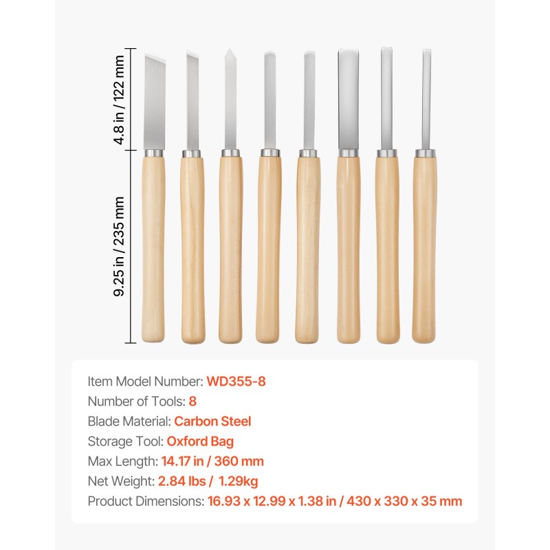 Sorvitalttasetti 8-osainen hiiliterästerillä 2 viistotalttaa 3 kuppitalttaa Oxford-kankainen laukku