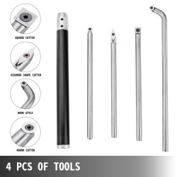 Puunsorvaustyökalusarja 4-osainen kovametalliterillä alumiinikahvalla kahva 295 mm varsi 250 mm