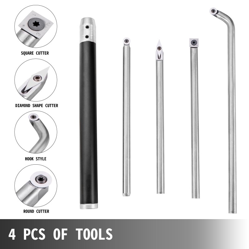Puunsorvaustyökalusarja 4-osainen kovametalliterillä alumiinikahvalla kahva 295 mm varsi 250 mm