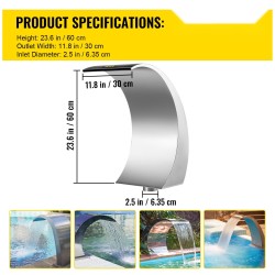 Allassuihkulähde ruostumattomasta teräksestä 60 cm korkea 30 cm leveä ulkokäyttöön