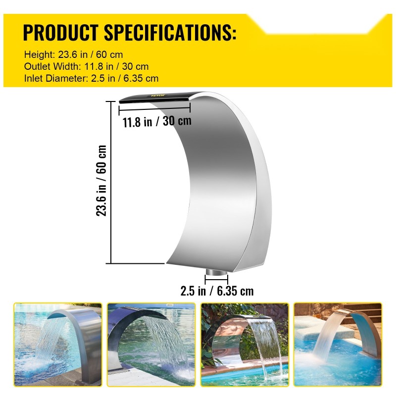 Allassuihkulähde ruostumattomasta teräksestä 60 cm korkea 30 cm leveä ulkokäyttöön