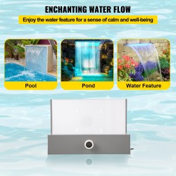 Akryylinen vesiputousallas 30×20×8 cm sinisellä LED-valonauhalla uima-altaisiin ja lampiin