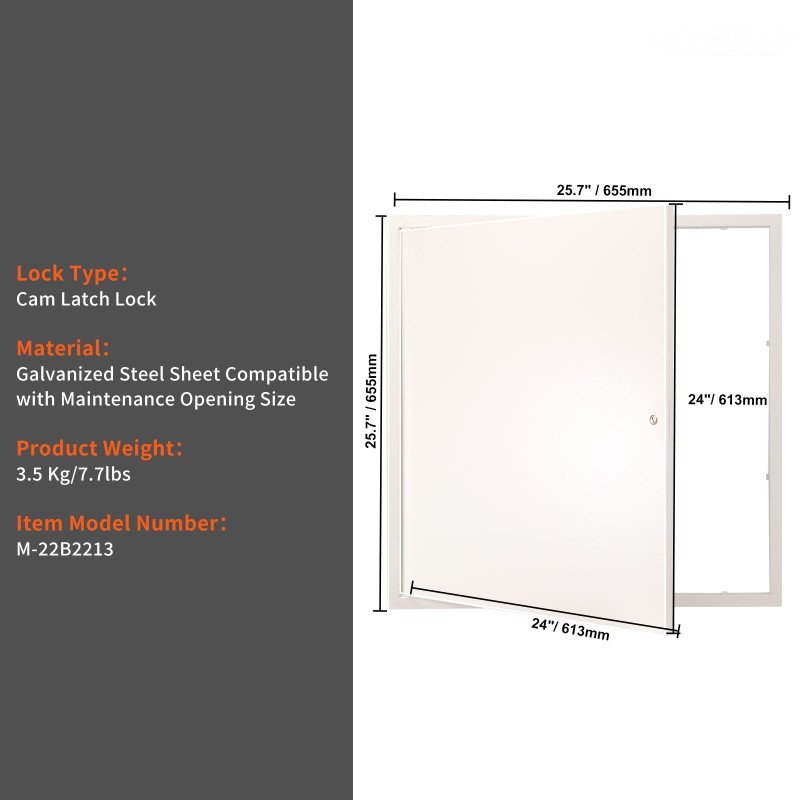 Huoltoluukku sinkitty teräslevy 613x613 mm kipsilevyseinille ja katoille