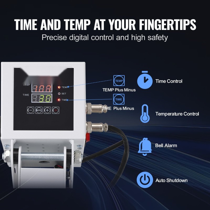 Kuumaprässi 38 x 38 cm T-paitoille ja tekstiileille Teflon-pinnoite 1200W