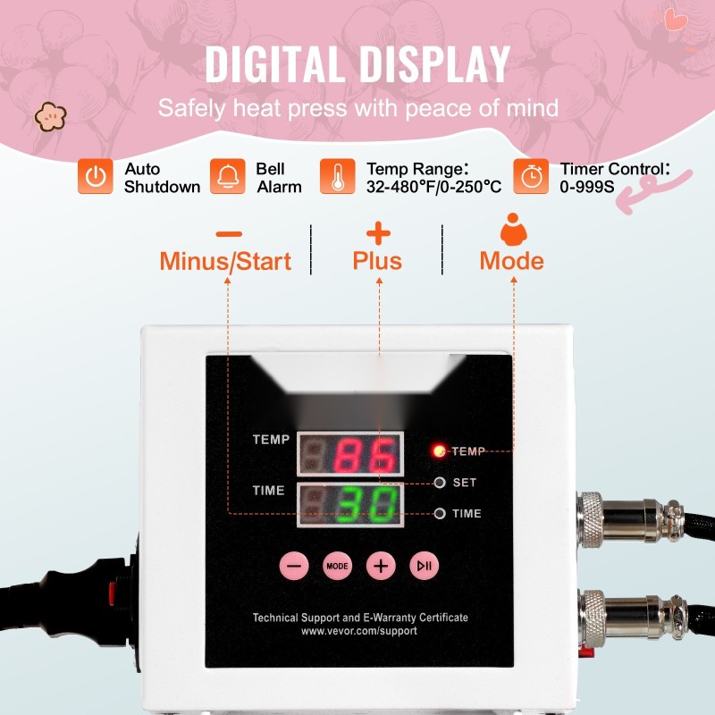 Lämpöprässi 38 x 38 cm liukukelkallinen tekstiilisiirtoihin pinkki