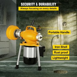 Sähköinen viemärinavaaja 400W kuparimoottori 20–100 mm putkille kaksi vaijeria